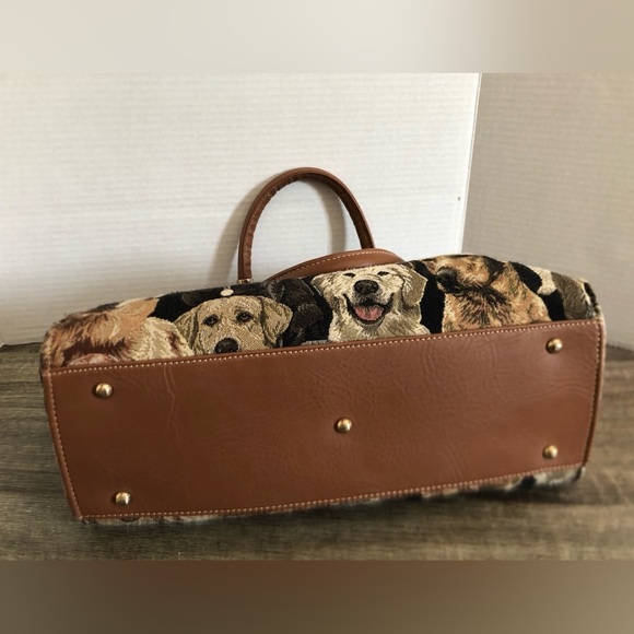 Dog Print Tapestry Bag with Brown Accents - Picture 8 of 11